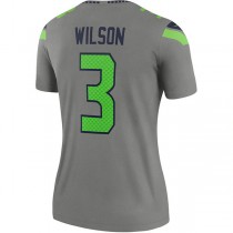 S.Seahawks #3 Russell Wilson Gray Inverted Legend Jersey Stitched American Football Jerseys
