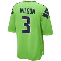 S.Seahawks #3 Russell Wilson Neon Green Alternate Game Jersey Stitched American Football Jerseys