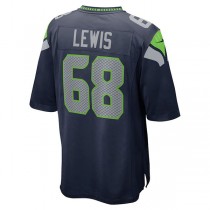 S.Seahawks #68 Damien Lewis College Navy Game Jersey Stitched American Football Jerseys