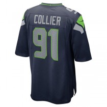 S.Seahawks #91 L.J. Collier College Navy Game Jersey Stitched American Football Jerseys