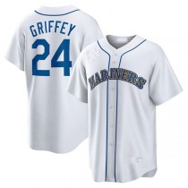 Seattle Mariners #24 Ken Griffey Jr. White Home Cooperstown Collection Player Jersey Baseball Jerseys