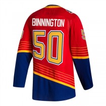 St.L.Blues #50 Jordan Binnington 2020-21 Reverse Retro Authentic Player Jersey Red Stitched American Hockey Jerseys