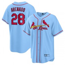 St. Louis Cardinals #28 Nolan Arenado Light Blue Alternate Official Replica Player Jersey Baseball Jerseys
