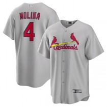 St. Louis Cardinals #4 Yadier Molina Gray Road Replica Player Name Jersey Baseball Jerseys