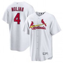 St. Louis Cardinals #4 Yadier Molina White Home Replica Player Name Jersey Baseball Jerseys