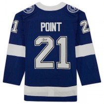 TB.Lightning #21 Brayden Point Fanatics Authentic Autographed Stanley Cup Champions with 2021 Stanley Cup Final Patch Blue Stitched American Hockey Jerseys