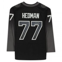 TB.Lightning #77 Victor Hedman Fanatics Authentic Autographed Black Alternate Jersey Stitched American Hockey Jerseys