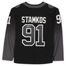 TB.Lightning #91 Steven Stamkos Fanatics Authentic Autographed Black Alternate Breakaway Jersey Stitched American Hockey Jerseys