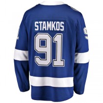 TB.Lightning #91 Steven Stamkos Fanatics Branded Home 2022 Stanley Cup Final Breakaway Player Jersey Blue Stitched American Hockey Jerseys