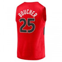T.Raptors #25 Chris Boucher Fanatics Branded Fast Break Replica Jersey Icon Edition Red Stitched American Basketball Jersey