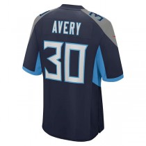 T.Titans #30 Tre Avery Navy Game Player Jersey Stitched American Football Jerseys