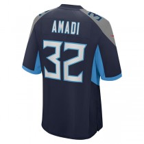 T.Titans #32 Ugo Amadi Navy Game Player Jersey Stitched American Football Jerseys