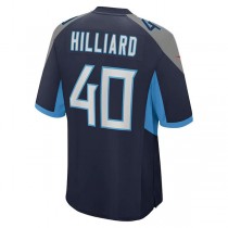 T.Titans #40 Dontrell Hilliard Navy Game Player Jersey Stitched American Football Jerseys
