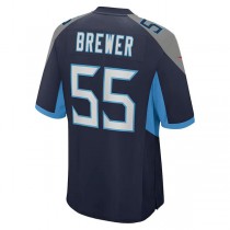 T.Titans #55 Aaron Brewer Navy Game Player Jersey Stitched American Football Jerseys