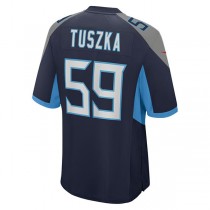 T.Titans #59 Derrek Tuszka Navy Game Player Jersey Stitched American Football Jerseys