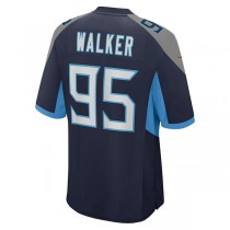 T.Titans #95 DeMarcus Walker Navy Game Player Jersey Stitched American Football Jerseys