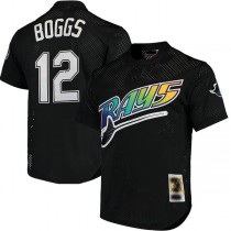 Tampa Bay Rays #12 Wade Boggs Mitchell & Ness Black Cooperstown 1991 Mesh Batting Practice Jersey Baseball Jerseys