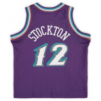 U.Jazz #12 John Stockton Mitchell & Ness Infant 1996-97 Hardwood Classics Retired Player Jersey Purple Stitched American Basketball Jersey