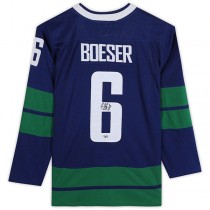 V.Canucks #6 Brock Boeser Fanatics Authentic Autographed Alternate Jersey Blue Stitched American Hockey Jerseys