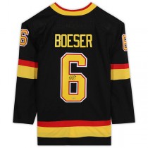 V.Canucks #6 Brock Boeser Fanatics Authentic Autographed Black Alternate Jersey Black Stitched American Hockey Jerseys