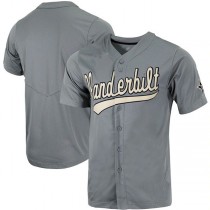 V.Commodores Replica Full-Button Baseball Jersey Charcoal Stitched American College Jerseys