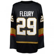 V.Golden Knights #29 Marc-Andre Fleury Fanatics Authentic Autographed Black Breakaway Jersey Stitched American Hockey Jerseys