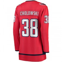W.Capitals #38 Dennis Cholowski Fanatics Branded Home Breakaway Player Jersey Red Stitched American Hockey Jerseys
