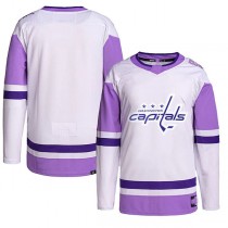 W.Capitals Hockey Fights Cancer Primegreen Authentic Blank Practice Jersey White Purple Stitched American Hockey Jerseys