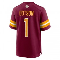 W.Commanders #1 Jahan Dotson Burgundy 2022 Draft First Round Pick Game Jersey Stitched American Football Jerseys