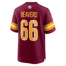 W.Commanders #66 Willie Beavers Burgundy Game Player Jersey Stitched American Football Jerseys