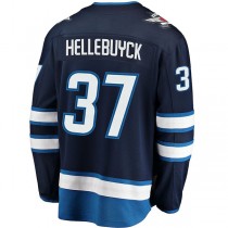 W.Jets #37 Connor Hellebuyck Fanatics Branded Breakaway Replica Jersey Navy Stitched American Hockey Jerseys