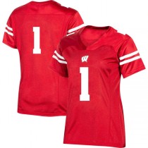 #1 W.Badgers Under Armour Team Replica Football Jersey Red Stitched American College Jerseys