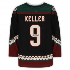 A.Coyotes #9 Clayton Keller Fanatics Authentic Autographed Kachina Alternate Jersey with 25th Anniversary Season Patch Black Stitched American Hockey Jerseys