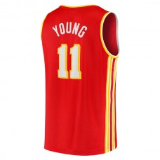 A.Hawks #11 Trae Young Fanatics Branded 2020-21 Fast Break Player Jersey Icon Edition Red Stitched American Basketball Jersey