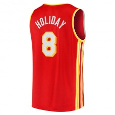 A.Hawks #8 Justin Holiday Fanatics Branded Fast Break Replica Jersey Icon Edition Red Stitched American Basketball Jersey