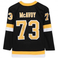 B.Bruins #73 Charlie McAvoy Fanatics Authentic Autographed Black Alternate Authentic Jersey Stitched American Hockey Jerseys