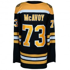 B.Bruins #73 Charlie McAvoy Fanatics Authentic Autographed Black Authentic Jersey Stitched American Hockey Jerseys