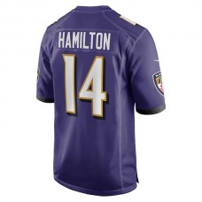 B.Ravens #14 Kyle Hamilton Purple 2022 Draft First Round Pick Game Jersey Stitched American Football Jerseys