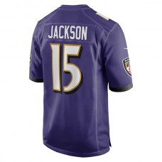 B.Ravens #15 DeSean Jackson Purple Game Player Jersey Stitched American Football Jerseys