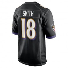 B.Ravens #18 Roquan Smith Black Alternate Game Player Jersey Stitched American Football Jerseys