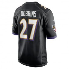 B.Ravens #27 J.K. Dobbins Black Game Jersey Stitched American Football Jerseys