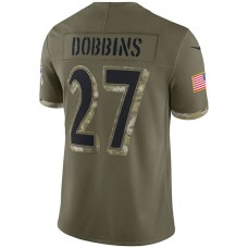 B.Ravens #27 J.K. Dobbins Olive 2022 Salute To Service Limited Jersey Stitched American Football Jerseys