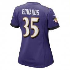 B.Ravens #35 Gus Edwards Purple Game Jersey Stitched American Football Jerseys