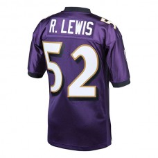 B.Ravens #52 Ray Lewis Mitchell & Ness Purple 2000 Authentic Throwback Retired Player Jersey Stitched American Football Jerseys