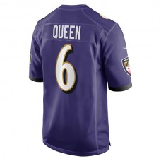 B.Ravens #6 Patrick Queen Purple Game Player Jersey Stitched American Football Jerseys