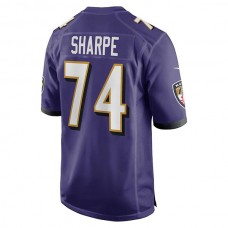 B.Ravens #74 David Sharpe Purple Game Player Jersey Stitched American Football Jerseys