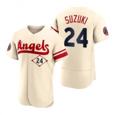 Baseball Jerseys Men Los Angeles Angels #24 Kurt Suzuki Cream Stitched 2022 City Connect Jersey