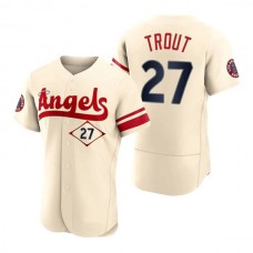 Baseball Jerseys Men Los Angeles Angels #27 Mike Trout Cream Stitched 2022 City Connect Jersey