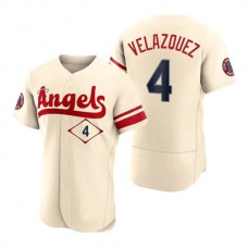 Baseball Jerseys Men Los Angeles Angels #4 Andrew Velazquez Cream Stitched 2022 City Connect Jersey