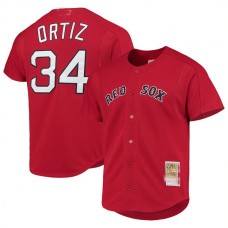 Boston Red Sox #34 David Ortiz Mitchell & Ness Red Cooperstown Collection Mesh Batting Practice Jersey Baseball Jerseys